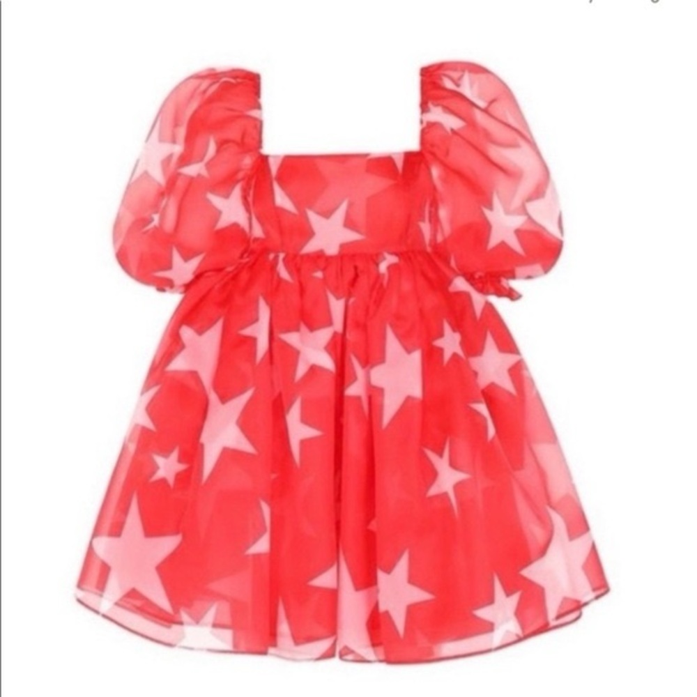 Selkie Red Star Mini Puff Dress Size Small